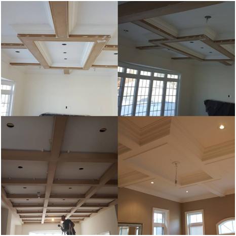 A collage of ceilings with crown moulding