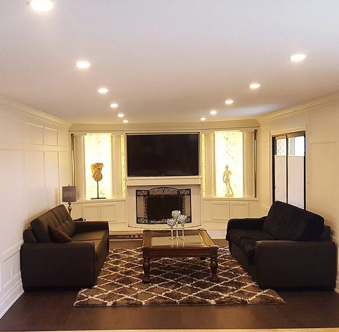 An image of a freshly renovated living room ceiling