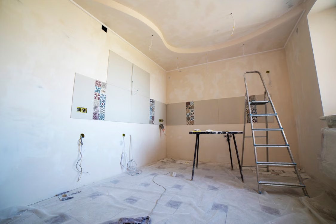 An image of a room’s ceiling being repaired